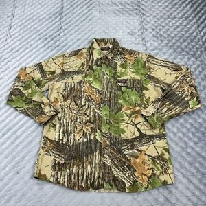 VINTAGE Flint River Shirt Mens Large Real Tree Camo Shooting Hunting Vented 90s